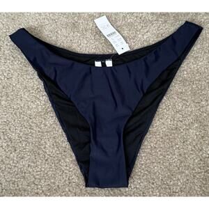 J Crew re-Imagined Curved Waist Bikini Bottom Dark Blue Women Small New W/Tags